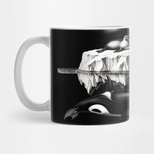 Icy Pursuit: Orca and Seal in Nature's Dance Mug